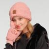 imageCC Sherpa Cuff Beanie Hat Suede Logo and Sherpa Mitten Gloves HAT008MT008Rosegift Set