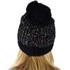 imageCC Soft Winter Warm Confetti Knit Chenille Pom Beanie HatBlack