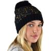 imageCC Soft Winter Warm Confetti Knit Chenille Pom Beanie HatBlack