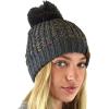 imageCC Soft Winter Warm Confetti Knit Chenille Pom Beanie HatDark Melange Gray