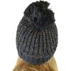 imageCC Soft Winter Warm Confetti Knit Chenille Pom Beanie HatDark Melange Gray