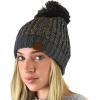 imageCC Soft Winter Warm Confetti Knit Chenille Pom Beanie HatDark Melange Gray