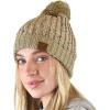 imageCC Soft Winter Warm Confetti Knit Chenille Pom Beanie HatTaupe
