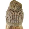 imageCC Soft Winter Warm Confetti Knit Chenille Pom Beanie HatTaupe