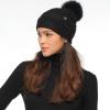 imageCC Star Stud Fur Pom Beanie for Women  Recycled Yarn Stretchable Soft Warm Knit Winter Skully Hat with Faux Fur PomPearlblack