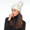 imageCC Star Stud Fur Pom Beanie for Women  Recycled Yarn Stretchable Soft Warm Knit Winter Skully Hat with Faux Fur PomPearlivory