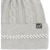 imageCC Star Stud Fur Pom Beanie for Women  Recycled Yarn Stretchable Soft Warm Knit Winter Skully Hat with Faux Fur PomPearlltgrey