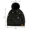 imageCC Star Stud Fur Pom Beanie for Women  Recycled Yarn Stretchable Soft Warm Knit Winter Skully Hat with Faux Fur PomStar Studblack