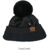 imageCC Star Stud Fur Pom Beanie for Women  Recycled Yarn Stretchable Soft Warm Knit Winter Skully Hat with Faux Fur PomStar Studblack