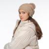 imageCC Star Stud Fur Pom Beanie for Women  Recycled Yarn Stretchable Soft Warm Knit Winter Skully Hat with Faux Fur PomStar Studtaupe