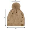 imageCC Star Stud Fur Pom Beanie for Women  Recycled Yarn Stretchable Soft Warm Knit Winter Skully Hat with Faux Fur PomStar Studtaupe