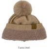 imageCC Star Stud Fur Pom Beanie for Women  Recycled Yarn Stretchable Soft Warm Knit Winter Skully Hat with Faux Fur PomStar Studtaupe