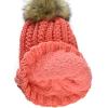 imageCC Thick Cable Knit Faux Fuzzy Fur Pom Fleece Lined Skull Cap Cuff Beanie Coral