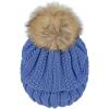 imageCC Thick Cable Knit Faux Fuzzy Fur Pom Fleece Lined Skull Cap Cuff BeanieIris Blue