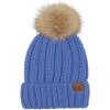 imageCC Thick Cable Knit Faux Fuzzy Fur Pom Fleece Lined Skull Cap Cuff BeanieIris Blue
