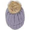 imageCC Thick Cable Knit Faux Fuzzy Fur Pom Fleece Lined Skull Cap Cuff BeaniePale Lavender