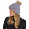 imageCC Thick Cable Knit Faux Fuzzy Fur Pom Fleece Lined Skull Cap Cuff BeaniePale Lavender