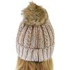 imageCC Thick Cable Knit Faux Fuzzy Fur Pom Skull Cap Cuff BeanieCenter Patch Beige