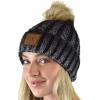 imageCC Thick Cable Knit Faux Fuzzy Fur Pom Skull Cap Cuff BeanieCenter Patch Black