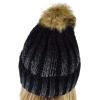 imageCC Thick Cable Knit Faux Fuzzy Fur Pom Skull Cap Cuff BeanieCenter Patch Black