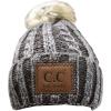 imageCC Thick Cable Knit Faux Fuzzy Fur Pom Skull Cap Cuff BeanieCenter Patch Brown