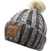 imageCC Thick Cable Knit Faux Fuzzy Fur Pom Skull Cap Cuff BeanieCenter Patch Brown