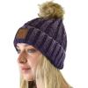 imageCC Thick Cable Knit Faux Fuzzy Fur Pom Skull Cap Cuff BeanieCenter Patch Purple