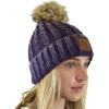 imageCC Thick Cable Knit Faux Fuzzy Fur Pom Skull Cap Cuff BeanieCenter Patch Purple