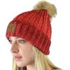 imageCC Thick Cable Knit Faux Fuzzy Fur Pom Skull Cap Cuff BeanieCenter Patch Red