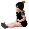 imageCC Toddler Sherpa Fuzzy Lining Baby Beanie Hat for Kid Chunky Knitted with Pom Pom for Boys Girls Ages 25 YearsBlack