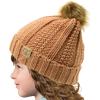 imageCC Toddler Sherpa Fuzzy Lining Baby Beanie Hat for Kid Chunky Knitted with Pom Pom for Boys Girls Ages 25 YearsIndi Pink