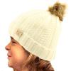 imageCC Toddler Sherpa Fuzzy Lining Baby Beanie Hat for Kid Chunky Knitted with Pom Pom for Boys Girls Ages 25 YearsIvory