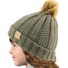 imageCC Toddler Sherpa Fuzzy Lining Baby Beanie Hat for Kid Chunky Knitted with Pom Pom for Boys Girls Ages 25 YearsLt Melange Gray
