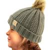 imageCC Toddler Sherpa Fuzzy Lining Baby Beanie Hat for Kid Chunky Knitted with Pom Pom for Boys Girls Ages 25 YearsLt Melange Gray
