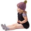 imageCC Toddler Sherpa Fuzzy Lining Baby Beanie Hat for Kid Chunky Knitted with Pom Pom for Boys Girls Ages 25 YearsViolet
