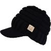 imageCC Toddler Trendy Warm Oversized Chunky Soft Oversized Ribbed Slouchy Knit Hat with Visor BrimBlack