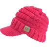 imageCC Toddler Trendy Warm Oversized Chunky Soft Oversized Ribbed Slouchy Knit Hat with Visor BrimNew Candy Pink