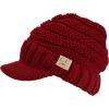 imageCC Toddler Trendy Warm Oversized Chunky Soft Oversized Ribbed Slouchy Knit Hat with Visor BrimRed