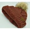 imageCC Trendy Fuzzy Fleece Lined Warm Comfortable Soft Stretch Cable Knit Ribbed Faux Fur Pom Pom Beanie HatBrick