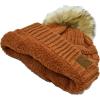 imageCC Trendy Fuzzy Fleece Lined Warm Comfortable Soft Stretch Cable Knit Ribbed Faux Fur Pom Pom Beanie HatBright Clay