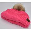 imageCC Trendy Fuzzy Fleece Lined Warm Comfortable Soft Stretch Cable Knit Ribbed Faux Fur Pom Pom Beanie HatCandy Pink