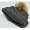 imageCC Trendy Fuzzy Fleece Lined Warm Comfortable Soft Stretch Cable Knit Ribbed Faux Fur Pom Pom Beanie HatEarth Grey