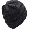 imageCC Trendy Warm Chunky Soft Stretch Cable Knit Beanie2 Tone BlackCharcoal