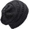 imageCC Trendy Warm Chunky Soft Stretch Cable Knit Beanie2 Tone BlackCharcoal