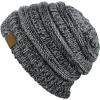 imageCC Trendy Warm Chunky Soft Stretch Cable Knit Beanie3 Tone Gray