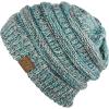 imageCC Trendy Warm Chunky Soft Stretch Cable Knit Beanie3 Tone Teal