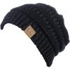imageCC Trendy Warm Chunky Soft Stretch Cable Knit BeanieBlack Metallic