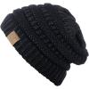 imageCC Trendy Warm Chunky Soft Stretch Cable Knit BeanieBlack Metallic