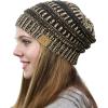 imageCC Trendy Warm Chunky Soft Stretch Cable Knit BeanieBlackMet Gold