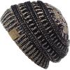 imageCC Trendy Warm Chunky Soft Stretch Cable Knit BeanieBlackMet Gold